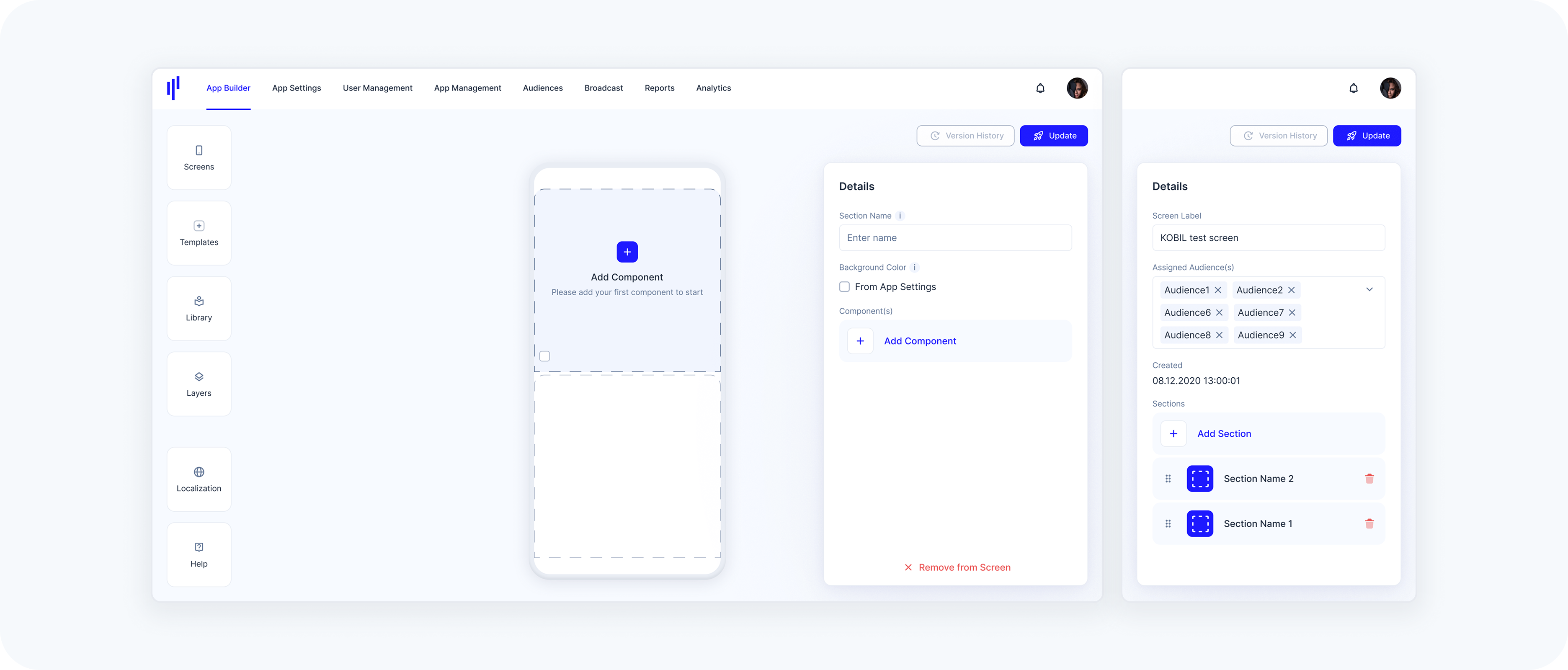 Removing a section from the homescreen